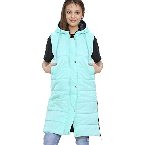 A2Z Kids Mädchen Runter Weste Mode Übergroß Mit Kapuze Gesteppt - Gilet 800 Mint 13 von A2Z 4 Kids