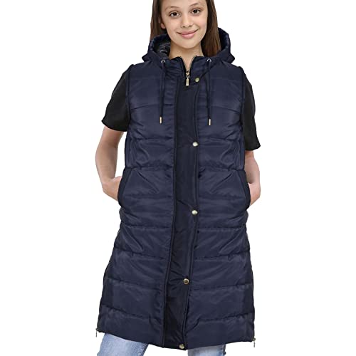 A2Z Kids Mädchen Runter Weste Mode Übergroß Mit Kapuze Gesteppt - Gilet 800 Navy 11-12 von A2Z 4 Kids