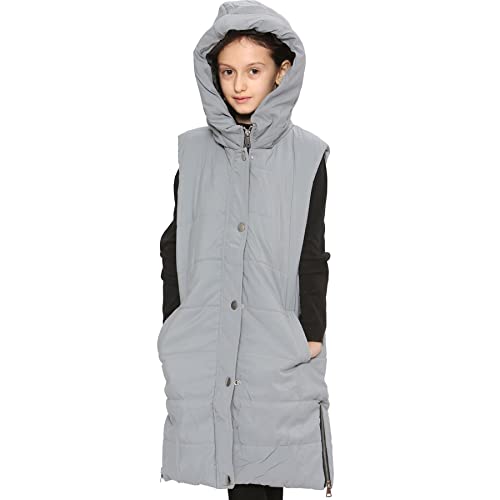 A2Z Kids Mädchen Runter Weste Mode Übergroß Mit Kapuze Gesteppt - Gilet 934 Grey 11-12 von A2Z 4 Kids