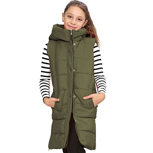 A2Z Kids Mädchen Runter Weste Mode Übergroß Mit Kapuze Gesteppt - Gilet 934 Khaki 11-12 von A2Z 4 Kids
