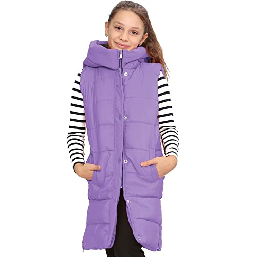 A2Z Kids Mädchen Runter Weste Mode Übergroß Mit Kapuze Gesteppt - Gilet 934 Lilac 7-8 von A2Z 4 Kids
