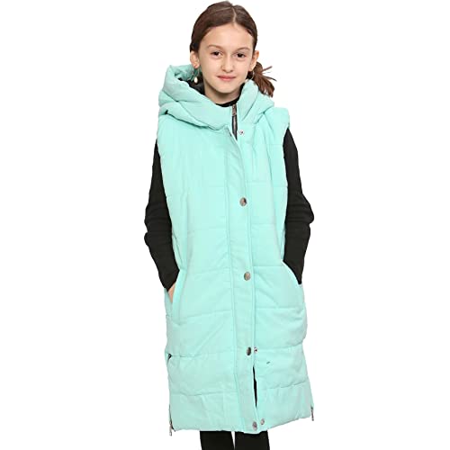 A2Z Kids Mädchen Runter Weste Mode Übergroß Mit Kapuze Gesteppt - Gilet 934 Mint 9-10 von A2Z 4 Kids