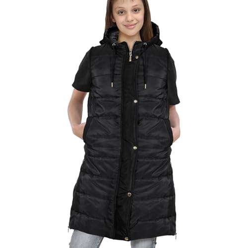 A2Z Kids Mädchen Runter Weste Mode Übergroß Mit Kapuze Gesteppt Gilet - Gilet 800 Black 11-12 von A2Z 4 Kids