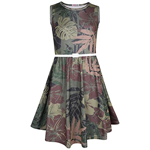 A2Z Kids Skater Kleid für Mädchen Ärmellos Tarnung Skater 674 Camo Green_7-8 von A2Z 4 Kids