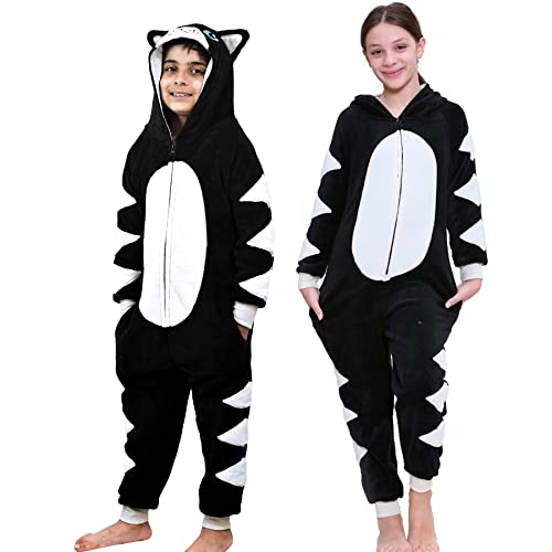 A2Z Kids Vlies Onesie One Piece Vermummt Mädchen Jungen Super Sanft - E.Soft Cat Black._7-8 von A2Z 4 Kids