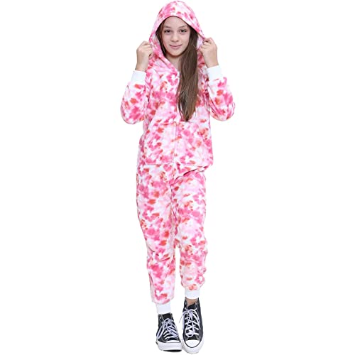 A2Z Kids Vlies Strampelanzug EIN Stück Hooded Mädchen Super Sanft Overall Tie Dye - E.Soft 956 Tie Dye Pink_11-12 von A2Z 4 Kids