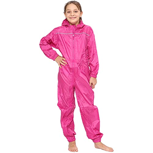 A2Z Mädchen Jungen Regenmantel Kinder Pfützenanzüge Wasserdicht Kapuzen - Rainsuit 641 Pink 9-10 von A2Z 4 Kids