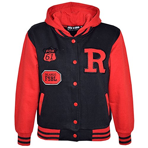 A2Z4Kids B.B Kapuzen R Fashion Fox Jacke Varsity Baseball - B.B Jacket New Fox Red 11-12 von A2Z 4 Kids
