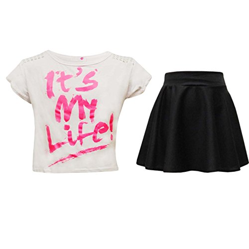 a2z4kids Neu Kinder Mädchen IT'S MY LIFE ! Crop Top & Stilvoll Mode - Its My Life Crop & Skirt Set White 7-8 von A2Z 4 Kids