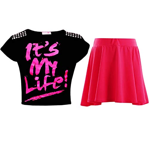 a2z4kids Neu Kinder Mädchen It's My Life ! Crop Top & Stilvoll Mode - Its My Life Crop & Skirt Set Black 13 von A2Z 4 Kids