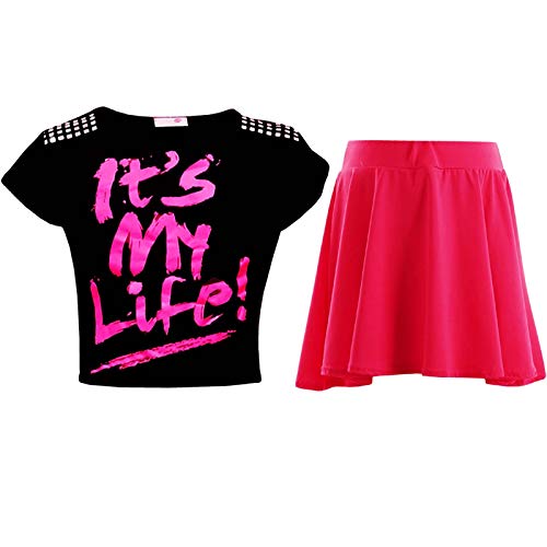 a2z4kids Neu Kinder Mädchen It's My Life ! Crop Top & Stilvoll Mode - Its My Life Crop & Skirt Set Black 7-8 von A2Z 4 Kids