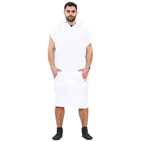 A2Z 4 Erwachsene Handtuch Poncho Bademantel Weich Damen Herren Männer Geschenk - Towel Bathrobe 128 White S-M von A2Z