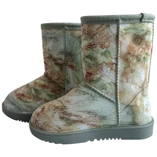 A2Z 4 Kinder-Gummistiefel für Mädchen und Damen, Blatt-Blumendruck, warme Regenstiefel, passend zu Mama und Tochter, gemütlich gefüttert, wasserdicht, PVC mit rutschfester Sohle, Schuhgröße 43 bis 42 von A2Z