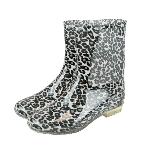 A2Z Damen Wasserdichte Gummistiefel Für Damen Mit Gedrucktem Design Halbhohe - Wellies LDS AZ32207 Leopard 7 UK von A2Z