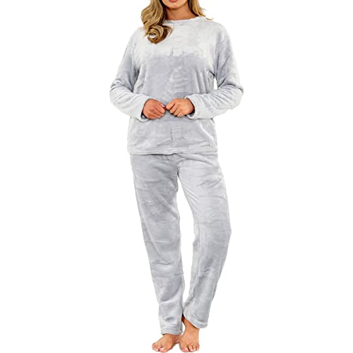 A2Z Frauen Pyjama Weich Warm Vlies Twosie Erwachsene Rundhalsausschnitt - PJS 216 Grey Ladies 16-18 von A2Z