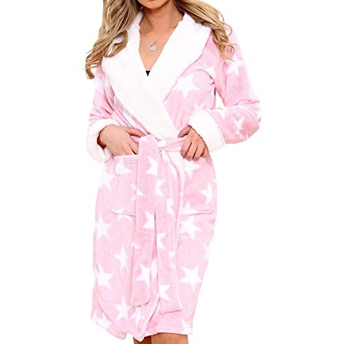 A2Z Frauen Vlies Luxus Sherpa Vermummt Dressing Kleid - Bathrobe 129 Pink 12-14 von A2Z