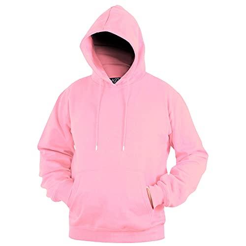A2Z Herren Fleece Hoodie Pullover Kapuzenpullover Sweatshirt - Plain Sweatshirt Baby Pink 4XL von A2Z
