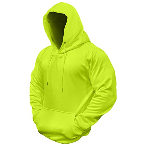 A2Z Herren Vlies Kapuzenpullover Zur Seite Fahren - Plain Sweatshirt Neon Green 3XL von A2Z