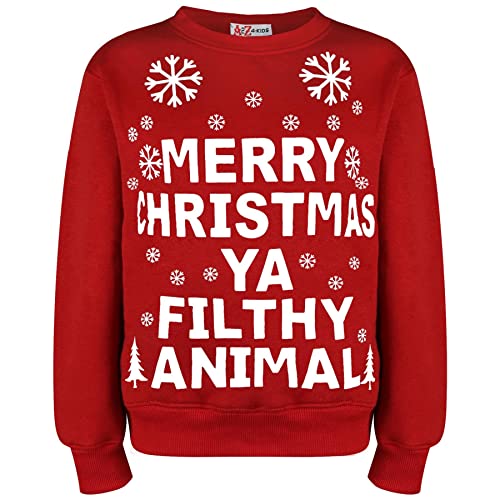 A2Z Herren Damen Frohe Weihnachten Ya Filthy Pullover Bequeme - Ya Filthy Jumper Red Adult XL von A2Z