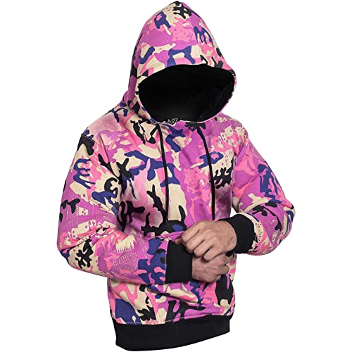 A2Z Herren Fleece Hoodie Pullover Kapuzenpullover Sweatshirt - Plain Sweatshirt Camo Baby Pink XL von A2Z
