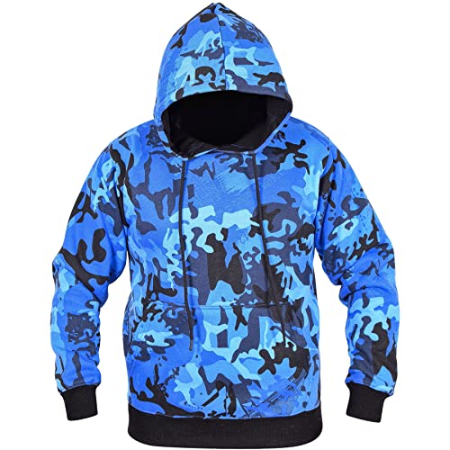 A2Z Herren Fleece Hoodie Pullover Kapuzenpullover Sweatshirt - Plain Sweatshirt Camo Blue 3XL von A2Z