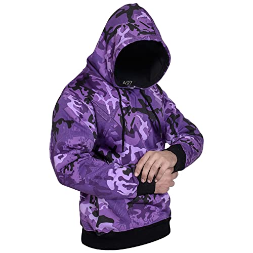A2Z Herren Fleece Hoodie Pullover Kapuzenpullover Sweatshirt - Plain Sweatshirt Camo Purple 3XL A2Z Herren Fleece Hoodie Pullover Kapuzenpullover Sweatshirt - Plain Sweatshirt Camo Purple 3XL von A2Z