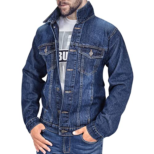 A2Z Herren Jacke Mode Denim Jacke - Mens Jacket J11 Dark Blue 3XL von A2Z