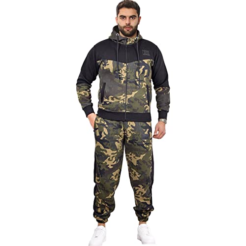A2Z Herren Trainingsanzug Camouflage Hoodie Mit Jogginghose Jogginghose - T.S Camo 602 Green._XL von A2Z