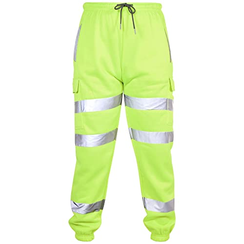 A2Z Herren Vlies Jogging Unterteile Jogger 2 Töne Ausüben - Hi Vis Trouser Neon Green 4XL von A2Z