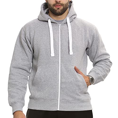 A2Z Herren Vlies Schlicht Reißverschluss Sweatshirt Mit Kapuze - Zipper Grey S von A2Z