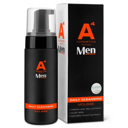 A4 Men – Daily Cleansing Mousse | Reinigungsschaum für Männer | Milde tiefenwirksame Gesichtsreinigung – 150ml | Clean Beauty Wirkstoffkosmetik auf natürlicher Basis von A4 COSMETICS
