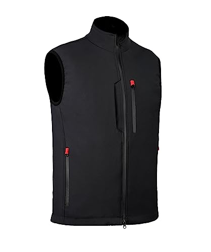 Ambick Krayz Outdoor-Softshellweste mit winddichtem Fleecefutter, ideale ärmellose Laufweste zum Golfen und Wandern (DE/NL/SE/PL, Alphanumerisch, S, Regular, Regular, Schwarz) von AAA Ambick