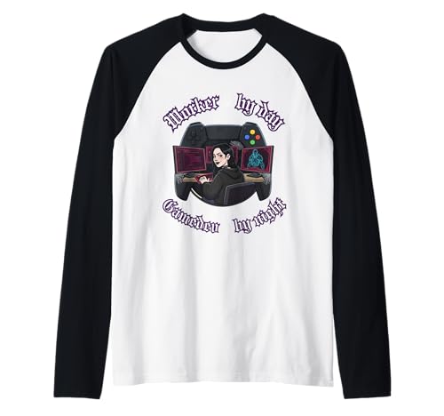 Arbeiter bei Tag Gamedev bei Nacht - Gothic Dark Girl Raglan von AAA Style Indie Game developer