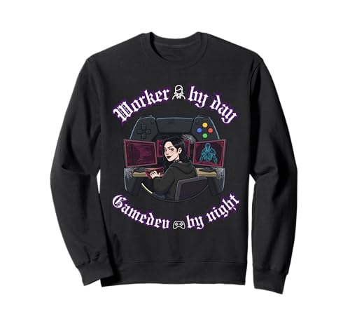 Arbeiter bei Tag Gamedev bei Nacht - Gothic Dark Girl Sweatshirt von AAA Style Indie Game developer