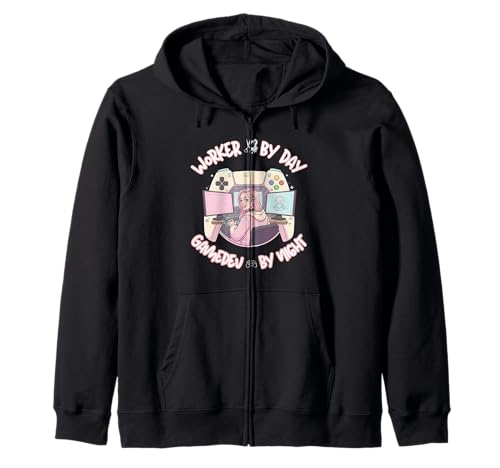 Arbeiter bei Tag Gamedev bei Nacht - Süßes Pinky Girl Kapuzenjacke von AAA Style Indie Game developer