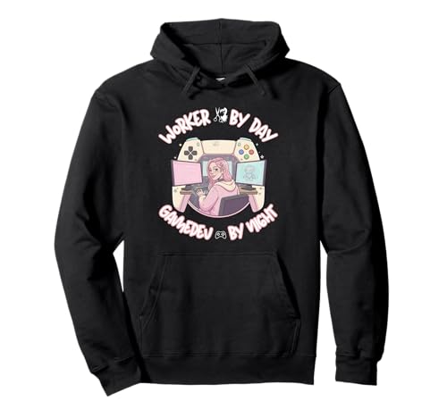 Arbeiter bei Tag Gamedev bei Nacht - Süßes Pinky Girl Pullover Hoodie von AAA Style Indie Game developer