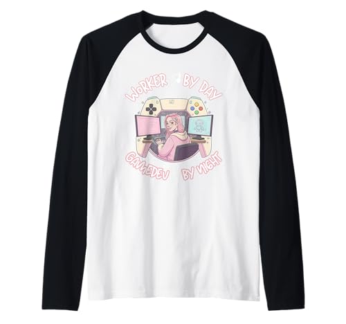 Arbeiter bei Tag Gamedev bei Nacht - Süßes Pinky Girl Raglan von AAA Style Indie Game developer