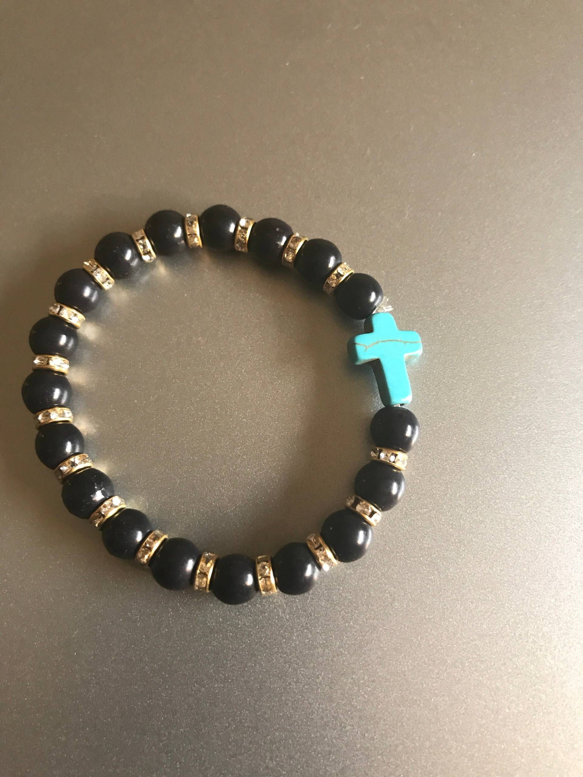 Seitlich Kreuz Armband Schwarz Türkis Stein Schwarze Perlen Urlaub Geschenk Preiswert Seitlich Kreuz Armband Schwarz Türkis Stein Schwarze Perlen Urlaub Geschenk Preiswert von AAAccessorize