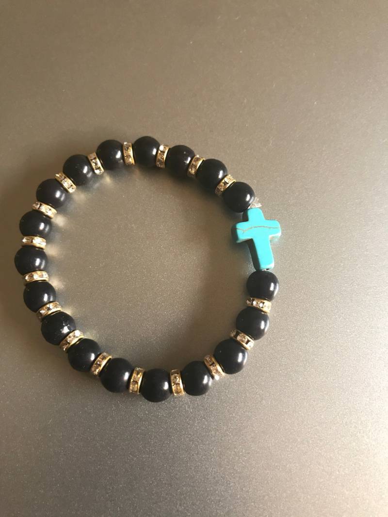 Seitlich Kreuz Armband Schwarz Türkis Stein Schwarze Perlen Urlaub Geschenk Preiswert Seitlich Kreuz Armband Schwarz Türkis Stein Schwarze Perlen Urlaub Geschenk Preiswert von AAAccessorize