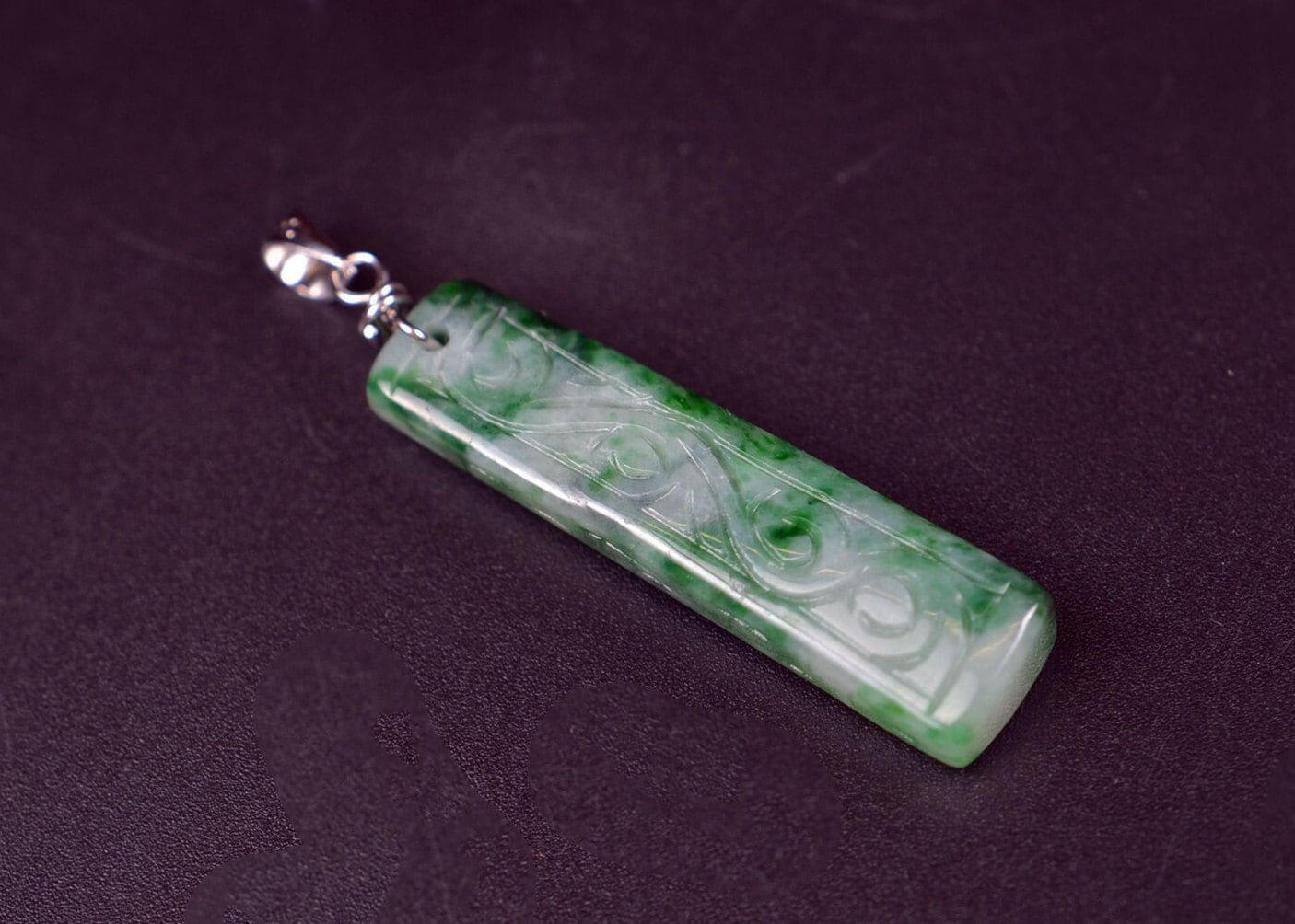 Grüne Jade Stempel Kette Anhänger A Jadeit Grün Massiv 925 Sterling Rechteck Bar Stein Hochzeit Für Geschenk G01 von AAAjadeshop