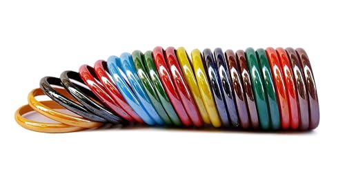 AABHAYA ARTS Glasarmreifen für Damen, glänzende Oberfläche, 12 verschiedene Farben, Größen 2–10 bis 2–0 (Packung mit 24 Armreifen), 2-12 XXL, Glas von AABHAYA ARTS