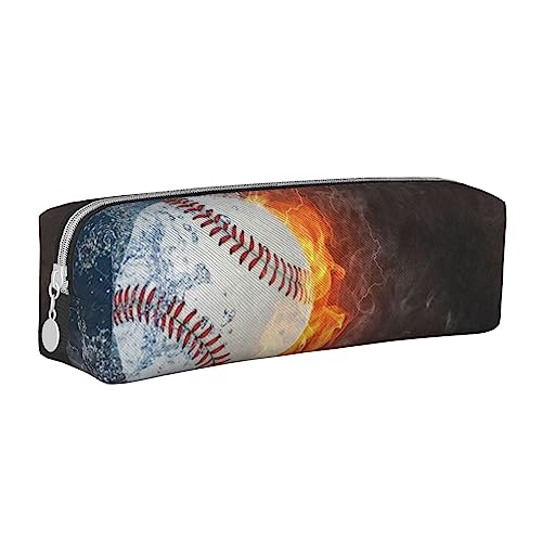 AABSTBFM Baseball-Federmäppchen, quadratisch, niedliches Leder, Reißverschluss, vielseitig und langlebig, ideales Geschenk für Schule, Büro und Reisen, baseball, Einheitsgröße, Schulranzen von AABSTBFM