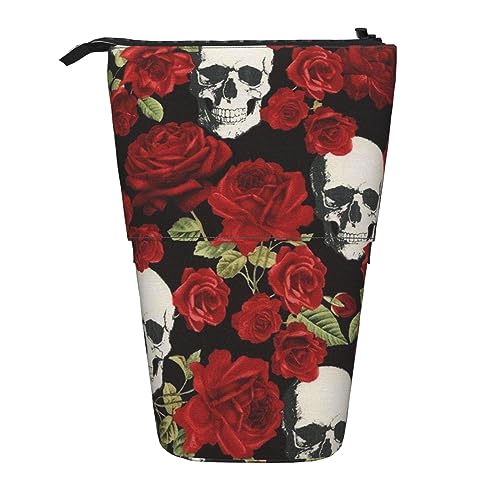 AABSTBFM Basketball-Federmäppchen, erweiterbar, vertikal – Mehrzweck-Stifttasche und Make-up-Tasche für Schule, Büro und Reisen, Rose Skull, Einheitsgröße, Schulranzen von AABSTBFM