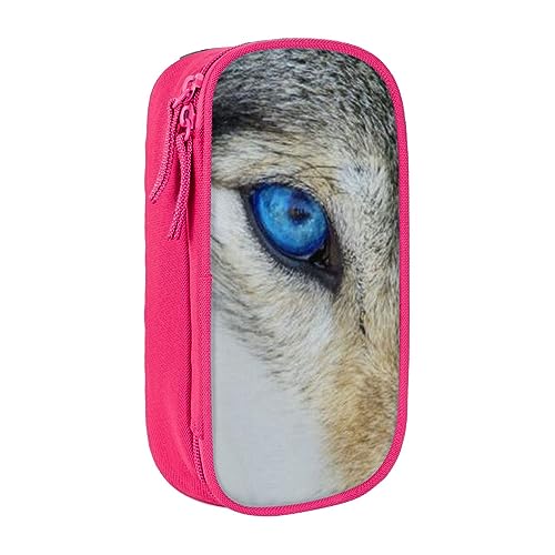 AABSTBFM Blue Eyes Wolf Federmäppchen, großes Fassungsvermögen, mit Reißverschluss, ideales Geschenk für Schule, Büro und Reisen, Schwarz, rose, Einheitsgröße, Schulranzen von AABSTBFM