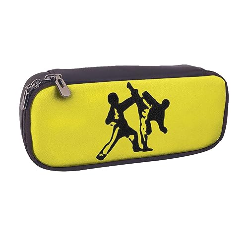 AABSTBFM Cartoon Eichhörnchen bedrucktes Federmäppchen aus Leder – Mehrzweck-Stifttasche und Make-up-Tasche für Schule, Büro und Reisen, Taekwondo Kampfsport, Einheitsgröße, Schulranzen von AABSTBFM