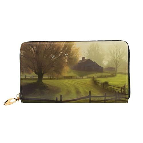 AABSTBFM Countryside Farm bedruckte Ledergeldbörse für Damen und Herren, Reißverschluss, Clutch, lange Geldbörse, Kartenhalter, Schwarz , Einheitsgröße, Modern AABSTBFM Countryside Farm bedruckte Ledergeldbörse für Damen und Herren, Reißverschluss, Clutch, lange Geldbörse, Kartenhalter, Schwarz , Einheitsgröße, Modern von AABSTBFM