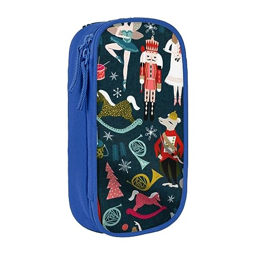 AABSTBFM Damen Nussknacker Ballett Xmas Dance Federmäppchen Große Kapazität Fach Bleistift Stift Tasche Tasche mit Reißverschluss - Ideales Geschenk für Schule, Büro und Reisen, Schwarz, blau, von AABSTBFM