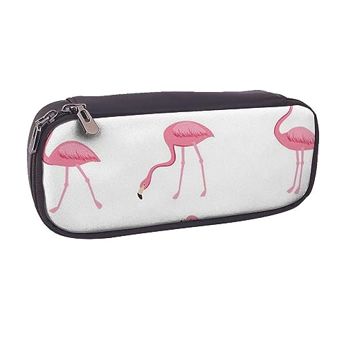 AABSTBFM Federmäppchen aus Leder, bedruckt, Zitronenfrucht, Mehrzweck-Stifttasche und Make-up-Tasche für Schule, Büro und Reisen, Flamingos auf Weiß, Einheitsgröße, Schulranzen von AABSTBFM