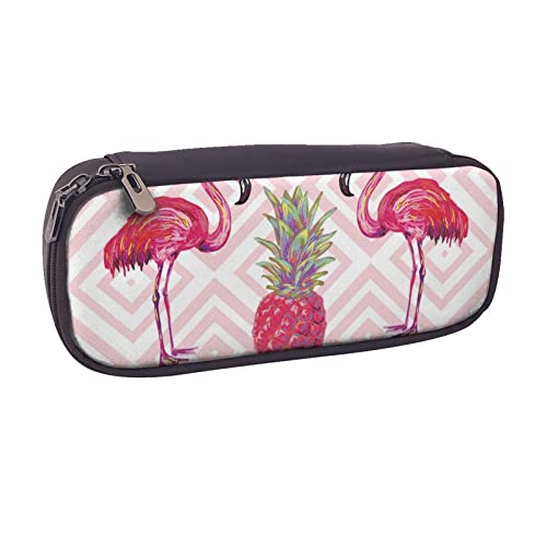 AABSTBFM Federmäppchen aus Leder mit Rosen-Motiv, vielseitig einsetzbar, für Schule, Büro und Reisen, Pink Flamingo Ananas, Einheitsgröße, Schulranzen von AABSTBFM