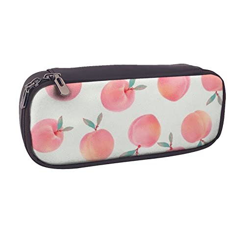 AABSTBFM Federmäppchen aus Leder mit roten und weißen Punkten – Mehrzweck-Stifttasche und Make-up-Tasche für Schule, Büro und Reisen, Pink Peach, Einheitsgröße, Schulranzen von AABSTBFM